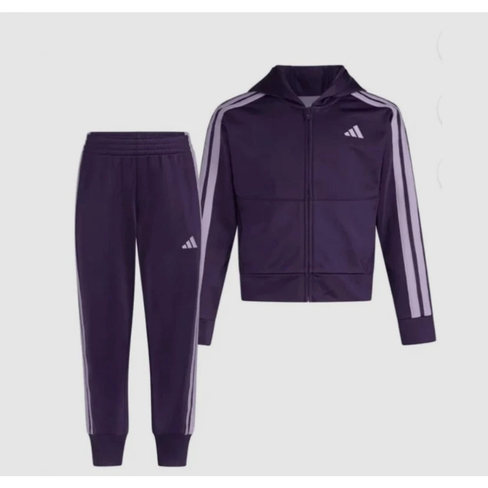 NWT Adidas Girls 2-Piece Tracksuit Set Jacket & Joggers Purple Size 2T